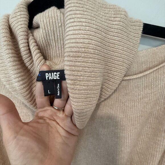 PAIGE Raundi Cutout Turtleneck Midi Wool Blend Dress In Camel Size Large 1603 - Picture 6 of 12